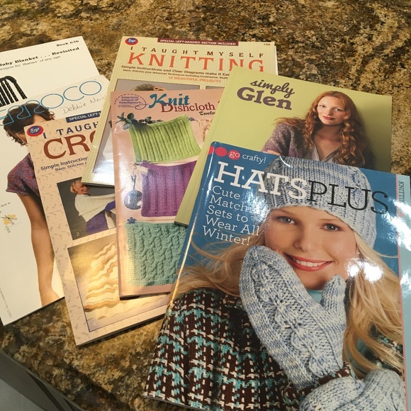Knitting Books (6) + 1 Crochet Book